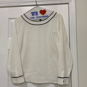 Talbots cream color with black trim blouse